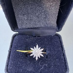 Elegant Silver and Gold Starburst Ring SIZE 6